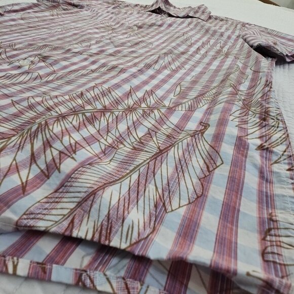 Tasso Elba Short Sleeve Shirt Men's XXL Blue Red Hawaiian Tropical Print EUC LN - Picture 2 of 16
